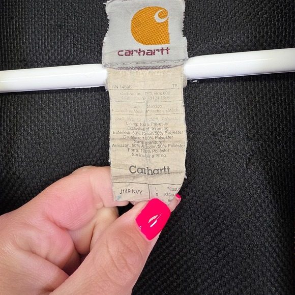 Carhartt Hoodie Mens L Blue Thermal Lined Thrashed Rugged Destroyed Grunge FLAWS - Picture 7 of 16